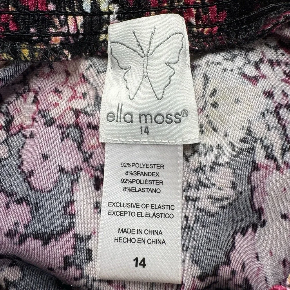 Ella Moss Floral Velvet Mini Dress Long Sleeves Smocked Waist Girls Size 14 #073